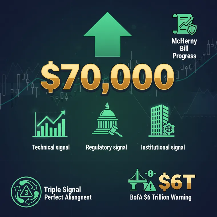 비트코인 $70K 회복, McHenry 법안 진전, BofA 경고의 암호화폐 시장 삼중 신호 분석