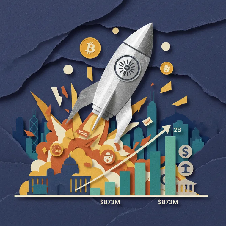 솔라나 밈코인 종료 기관 투자 RWA 토큰화 전환 페이퍼컷 콜라주 일러스트레이션