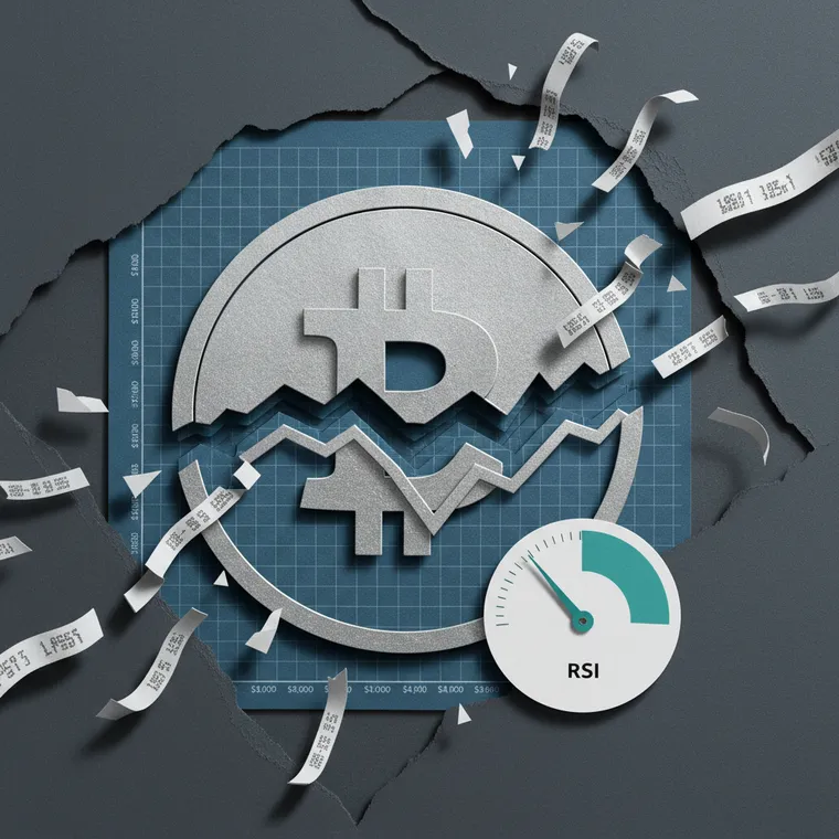 비트코인 RSI 과매도 바닥 신호 기술적 분석 2026년 3월 차트 패턴 페이퍼컷 콜라주 일러스트레이션