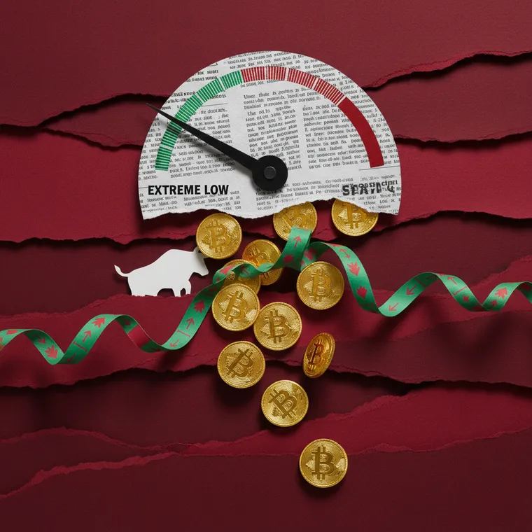 2026년 3월 암호화폐 시장 극단적 공포 공포탐욕지수 비트코인 ETF 유입 페이퍼컷 콜라주 일러스트레이션