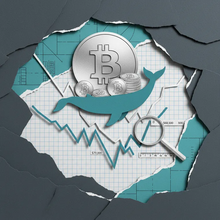 비트코인 RSI 과매도 고래 매집 바닥 신호 분석 페이퍼컷 콜라주 일러스트레이션