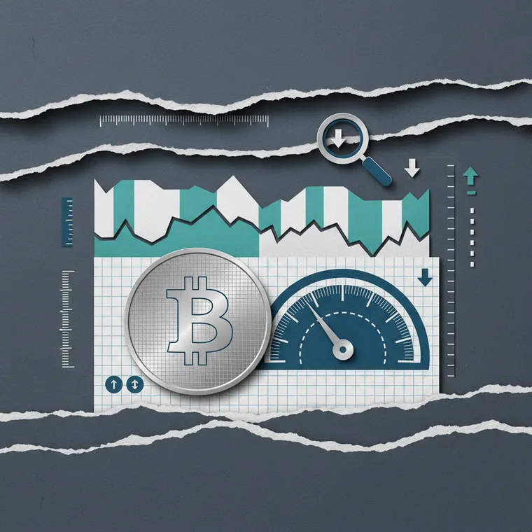 비트코인 RSI 과매도 기술적 분석 차트 페이퍼컷 콜라주 일러스트레이션