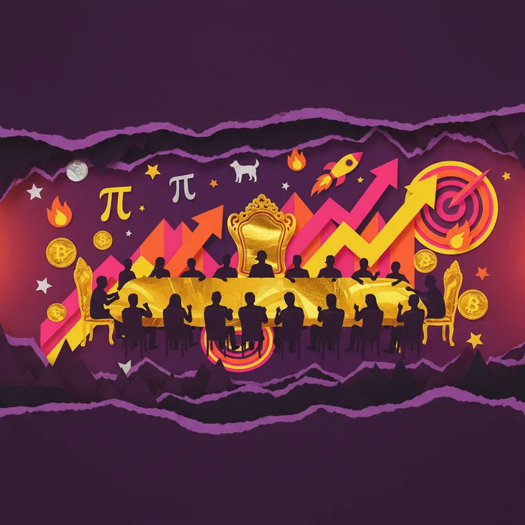 TRUMP 코인 급등과 알트코인 트렌딩 뉴스를 표현한 페이퍼컷 콜라주 일러스트레이션