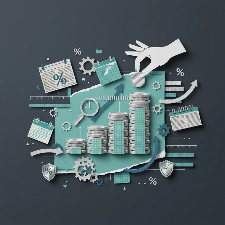 크립토 DCA 적립식 매수와 스테이킹 복리 수익을 상징하는 페이퍼컷 콜라주 일러스트레이션