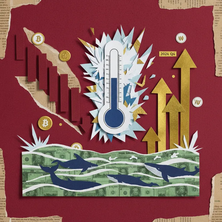 공포탐욕지수 극단적 공포와 ETF 자금 유입 대비를 표현한 페이퍼컷 콜라주 일러스트레이션