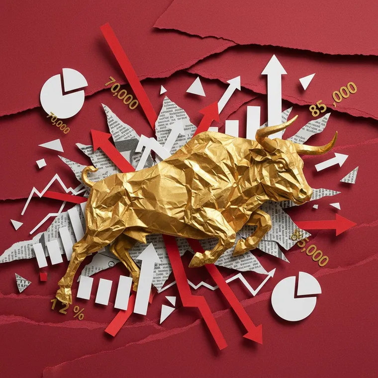 2026년 4월 11일 암호화폐 시장 강세 황소 ETF 유입 페이퍼컷 콜라주 일러스트레이션