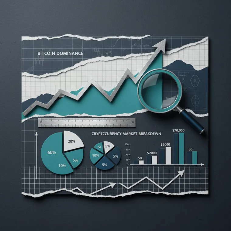 비트코인 도미넌스 57%를 나타내는 암호화폐 시장 지배력 차트