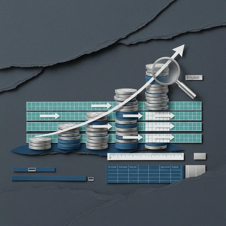 DCA 적립식 투자 전략 꾸준한 매수 누적 수익률 상승 그래프 페이퍼컷 콜라주 일러스트레이션